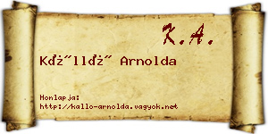 Kálló Arnolda névjegykártya